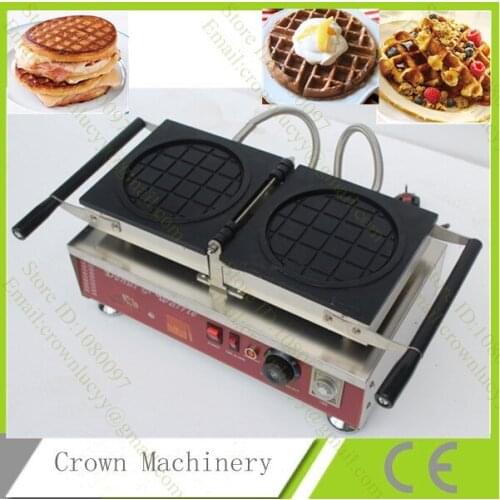Commercial Use 110v 220v Electric Nonstick Reversible Belgian Round Tennis racket Shape Waffle Maker Iron Machine Baker