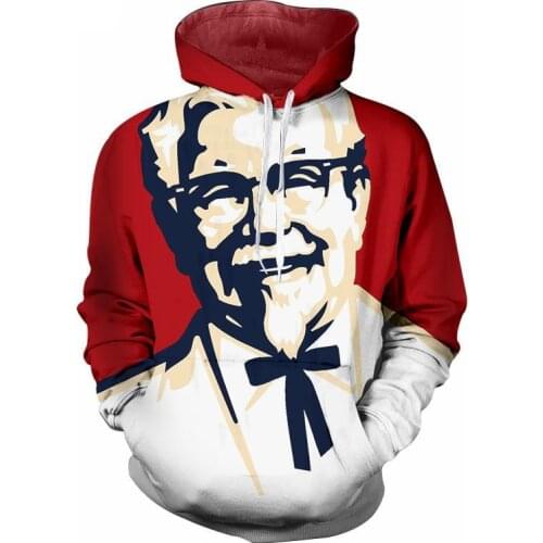 Hipster Design KFC Grandpa Print 3D Hoodies Men Hiphop Streetwear Long Sleeves Pullover Sweatshirts Tracksuits Sudaderas Hombre