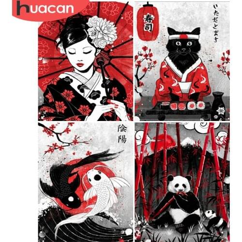 HUACAN DIY Diamond Painting Animal Bear Panda Diamond Embroidery Cross Stitch Girl Full Square Rhinestone Of Picture Home Decor