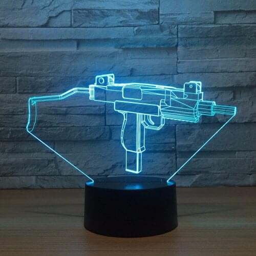 Toy Machine Gun Shape USB Novelty Gifts 7 Colors Changing Led Night Lights 3D LED Desk Table Lamp as Home Decoration