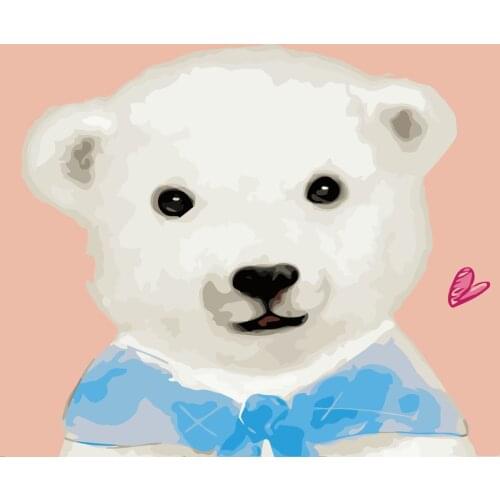 DIY Painting By Numbers 50x40cm Polar Bear Pink background Picture Colouring HandPainted Oil Painting Home Decor Unique Gift