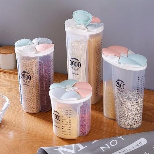 Kitchen food storage Cereal Dispenser Storage Box Rotating Dry Food Rice Container Storage Case Flour Grain Storage Bottle
