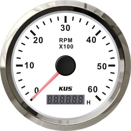 Best price!!! 85mm Tachometer gauge tacho white faceplate stainless steel bezel boat car tachometer 0-6000rpm for gas engine