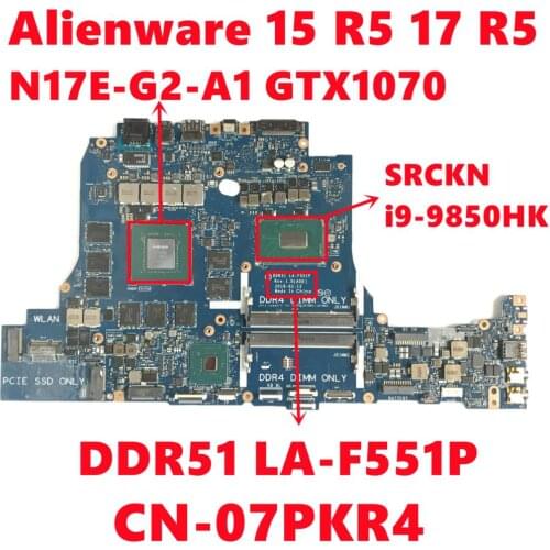 CN-07PKR4 07PKR4 7PKR4 For Dell Alienware 15 R5 17 R5 Laptop Motherboard DDR51 LA-F551P W/ i9-9850HK N17E-G2-A1 Fully Tested OK