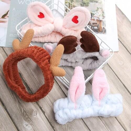 Girls Cute Animal Headwear Hair AccessoriesCoral Fleece Stretch Butterfly Bow Hair Band Women Fashion Wash Face Makeup Headband