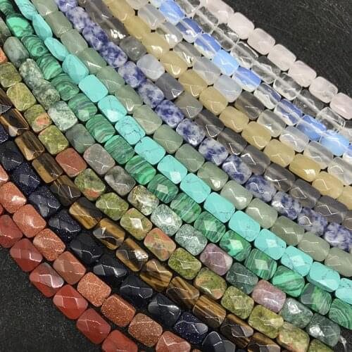 Fashion Semi-precious Stone Loose Beads Agate Rose Quartz Crystal 8x11mm Rectangular Plane Scattered Beads DIY Necklace Bracelet