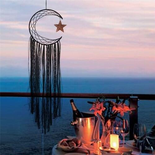 Moon Pentagram Dream Catcher Home Decor Wall Hanging Feather Gift Children Kid Girl Room Decoration Ornament Hand-Made Tassel