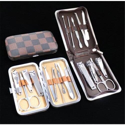 Hot 100sets Nail Art Tool Sets 10PCS/Set Stainless Steel Universal Home Office Manicure Set Nail Clippers Cleaner Grooming Kit N