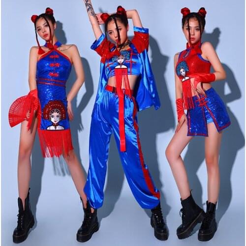 Nightclub Bar Jazz Dancing Costumes For Women Chinese Rave Outfits Style Pole Dance Clothing Performance Stage Wear Suit YS1664
