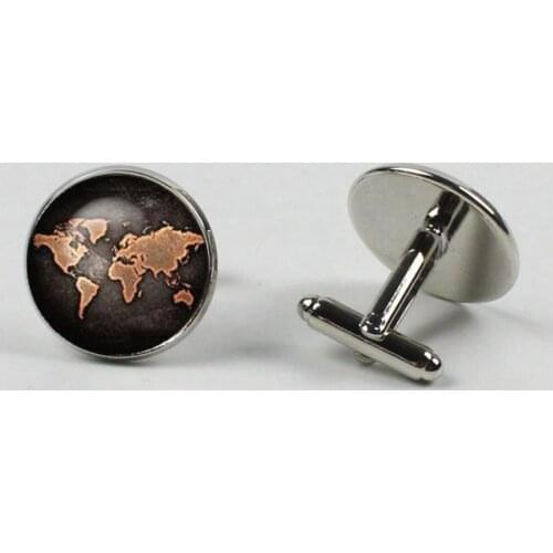 New 1 Pair Cufflinks Vintage World Map Mens and Womens Cufflinks Vintage Bronze Cufflinks Jewelry