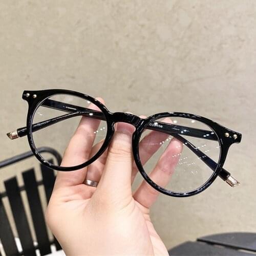 Fashion Retro round Glasses Frame Women Anti Blue Light Glasses Flat Mirror Eyeglasses Frames for Women Fake Clear Glasses