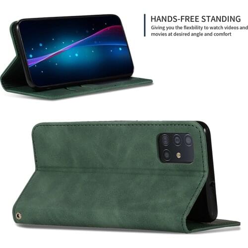 Original Flip Case For Samsung Galaxy A51 A71 A01 A21 A31 S Retro Magnetic Credit Card Stand Wallet For A41 A81 A91 A11 5G Cases