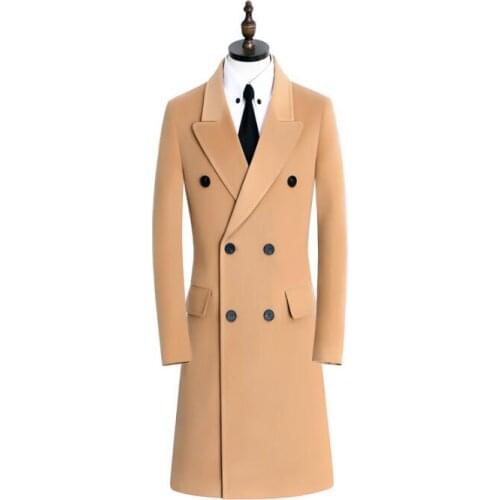 Khaki casual woolen coat men trench coats Fleece long sleeves overcoat mens cashmere coat casaco masculino inverno erkek england