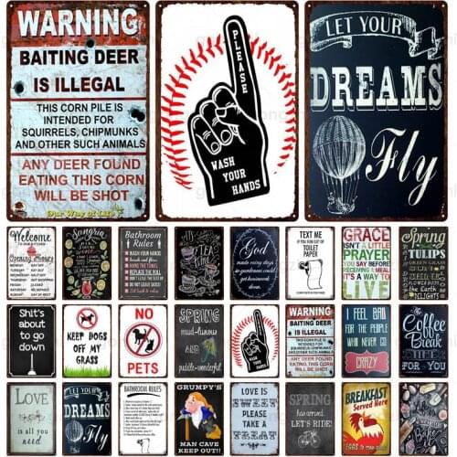 Warning Slogan Metal Tin Sign No Smoking Frequent Hand Washing Retro Metal Plaque Home Decor Bar Club Restaurant Art Painting