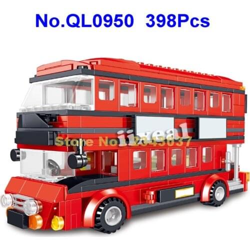 Ql0950 398pcs Urban Double-decker Red Bus 3 Building Blocks Toy
