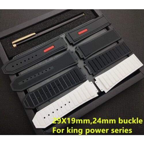 Luxury brand Black 29*19mm nature Silicone rubber watchband watch band for Hublot strap for king power series with logo Tools