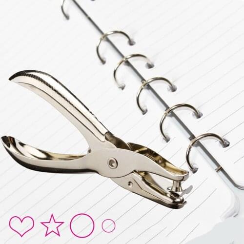 Hand-held Single Hole Puncher Metal Round Hole Punch Star Heart Shape Loose-leaf Paper Cutter For Scrapbooking Album Ring Supply
