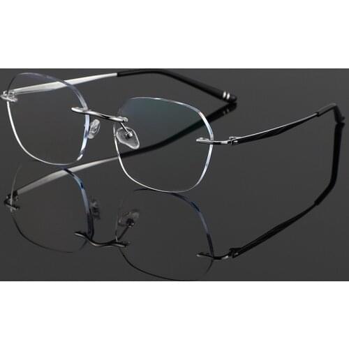 Titanium Men Rimless glasses Photochromic Optical Glasses Prescription Anti blue light Oculos Multifocal Lens Frame Glasses