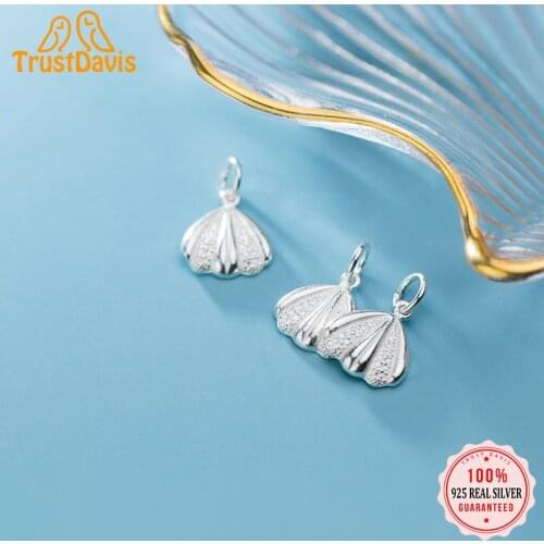 TrustDavis Real 925 Sterling Silver Fashion Mermaid Tail CZ Charm Pendant Handmade DIY Accessories Fine Jewelry Wholesale HY272