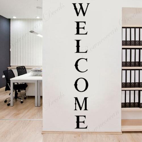 Welcome Vertical Text Wall Decals Vinyl Interior Decor Sticker Home Art Decoration Room Door Bussines Wall Decals Wallpaper 4640
