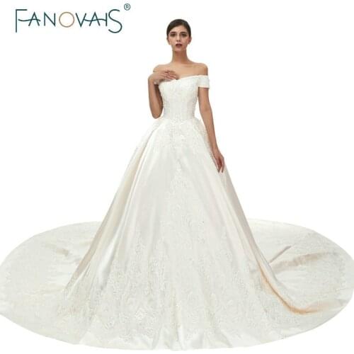 Vintage Champagne Wedding Dress 2019 vestido de noiva Off-shoulder Wedding Gowns suknia slubna Wedding Dresses robe de mariee