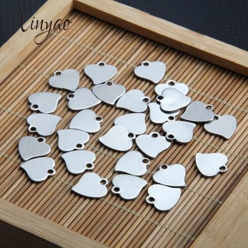 XINYAO 20Pcs Tiny Heart Charms Pendant 12x12mm Silver Color Stainless Steel Love Heart Charms For Diy Jewelry Making Bracelet