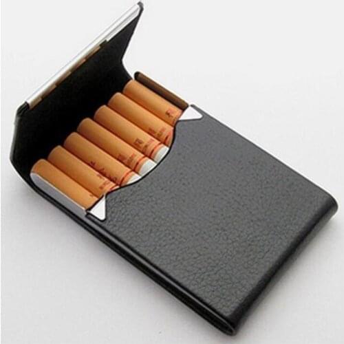 1 Pcs PU Cigarette Case Cigar Storage Box Tobacco Holder Smoking Accessories Stainless Steel Multifunction Card Cases