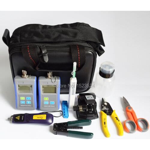 11 in 1 FTTH Fiber Optic Tool Kits with Optical Power Meter ,Light Source 1310/1550nm ,VFL 10mw,Fiber Cleaver and Stripper