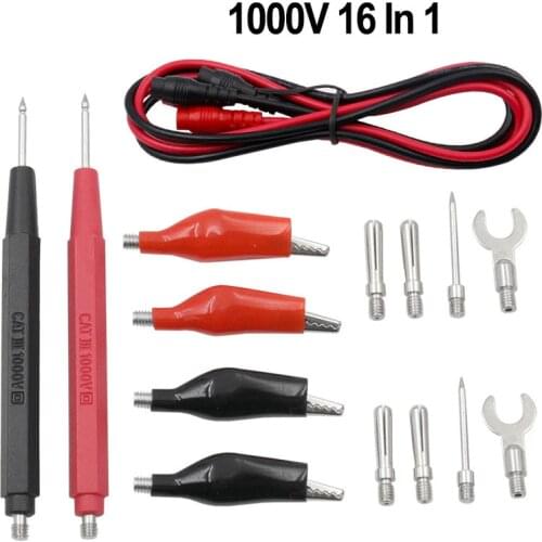 16pcs Universal Digital Multimeter Probe Test Leads Multi Meter Needle Tip Tester Lead Probe Wire Pen Cable Multimeter Feelers