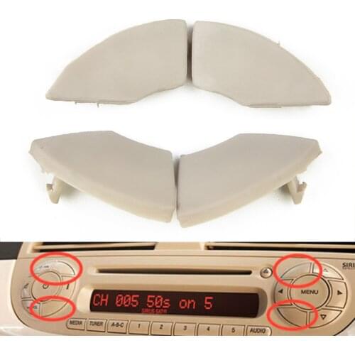 4 Pcs Radio Cd Button Trims Cover Beige For Fiat 500 Radio Cd Replacement Parts Practical Useful Durable Car Accessories