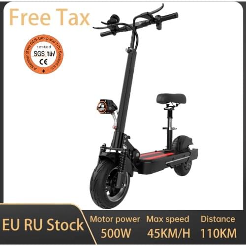 48V 500W Electric Scooter 10inch Off-road Tire E Scooter 40-120KM Range Foldable Electric Kick Skateboard with Seat Skateboard