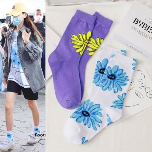 5 pairs New Celebrity Inspired Cute Boots \N Socks Korean Taiyanghua Cartoon Sweet Chrysanthemum Student Men and Women Socks