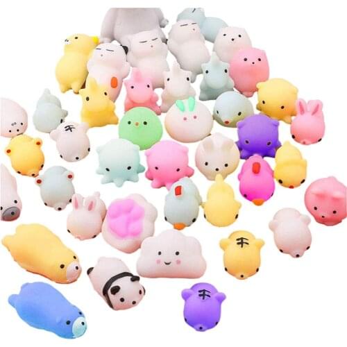 50pcs Funny Cute Mochi Squishy Squeeze Cat Cute Antistress Squish Set Soft Mini Animal Squichy kids Toys for Children FE
