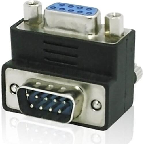 90 Degree RS232 D-Sub 9Pin Male screw type To 9Pin Female Nut type extension Adapter