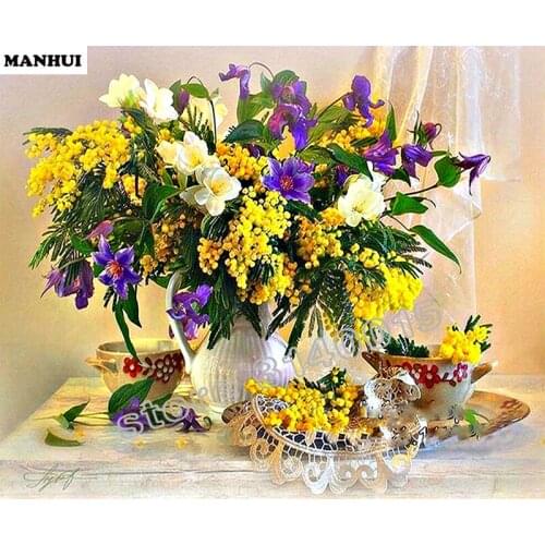DIY 5D Diamond Mosaic Diamond Painting Cross Stitch flowers Diamonds Embroidery Square Drill Home Decoration BEC134