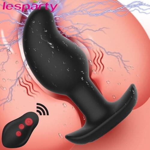 Anal Vibrator Wireless Remote Control Electric Shock Prostate Massager Huge Dildo Vibrator for Men Gay Big Butt Plug Anal Toys