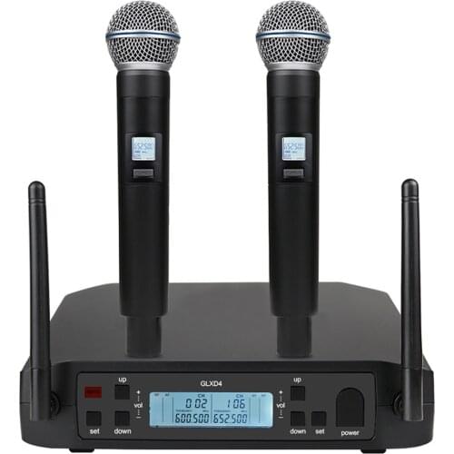 UHF Wireless Microphone, Stage Performance Home KTV High Quality UHF Professional Dual Wireless Microphone Dynamic System Long D