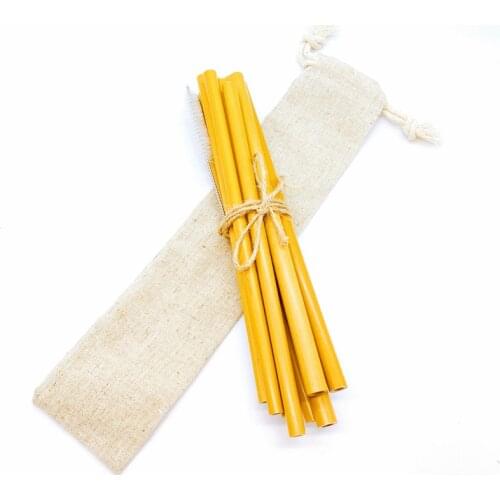 Biodegradable Drinking Straws Reusable Bamboo Straw Pack with Natural Sisal Hemp Straw Brush Zero Waste Vegan Free Straw Set