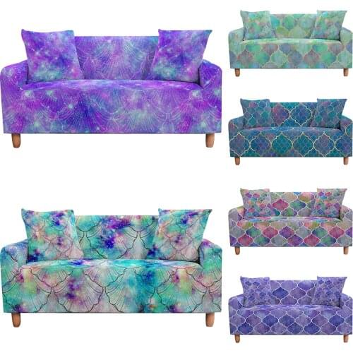Marble Pattern Elastic Sofa Cover Stretch Couch Slipcover For Living Room Sectional Couch Furniture Protector 1/2/3/4 Seater