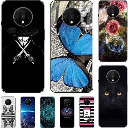 Phone Case For Oneplus 7T Cover Fashion Soft Silicone Relief Case For Oneplus 7T Pro Animal Cat Capa Coque