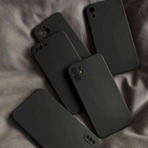 Black Matte Silicone Phone Case For iphone 13 12 11 Pro Max 12 Mini 6 7 8 Plus X XR XS MAX 5 SE 2020 Soft TPU Protective Cover