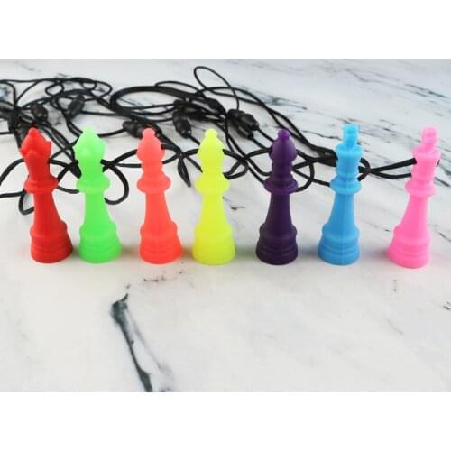 Chess Shape Baby Silicone Teether Autistic Child Sensory Chew Teethers Pendant Necklace Molar Stick Bite Toys