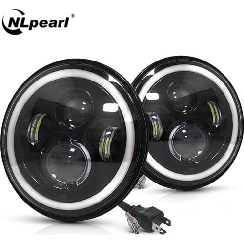 Nlpearl Car Light Assembly 7inch H4 LED Headlight DRL Halo Angle Eyes 12V 24V High Low Turn Signal for Lada Niva Offroad 4x4