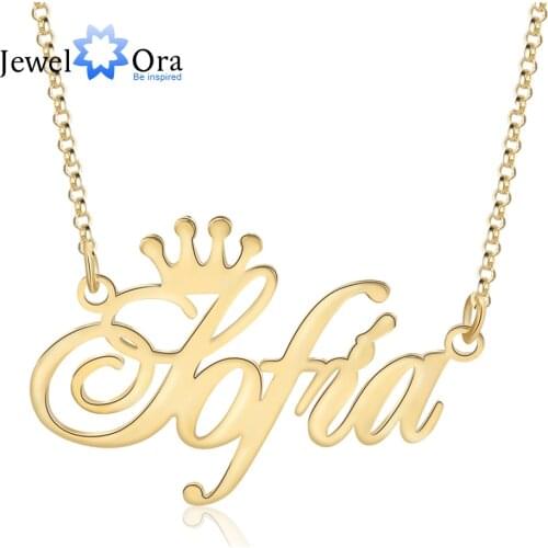 Customized Nameplate Necklace with Crown Personalized Letter Pendant Necklaces for Women Unique Jewelry Birthday Gifts for Girls