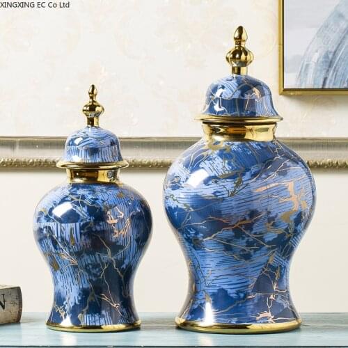 European Style Simple Geometry Ceramic Jar Decoration Modern Light Luxury Living Room Home Accessories Creative Decorative Vase