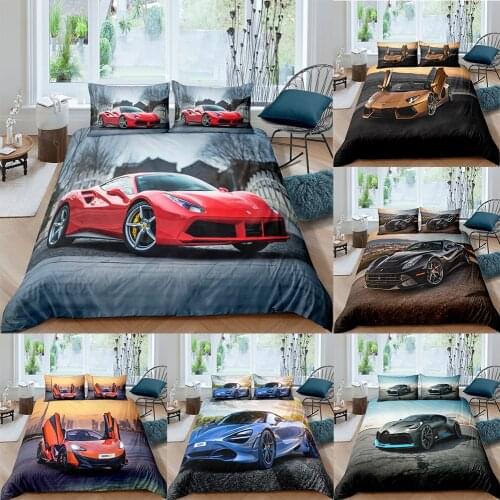 Bedding Set 2/3pcs 3D Racing Car Print Duvet Cover Sets Quilt Cover Pillowcase Single Queen Twin King Size For Boy Child