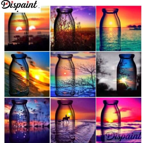 Dispaint Full Square/Round Drill 5D DIY Diamond Painting "Bottle landscape" 3D Embroidery Cross Stitch 3D Home Decor Gift