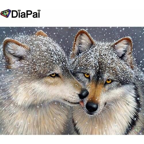DIAPAI 100% Full Square/Round Drill 5D DIY Diamond Painting " Animal wolf" Diamond Embroidery Cross Stitch 3D Decor A19950