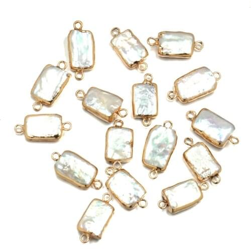 Natural Freshwater Cultured 9x20-10x25mm White Pearl Rectangular Connector Suitable for DIY Necklace Bracelet Jewelry Accessory