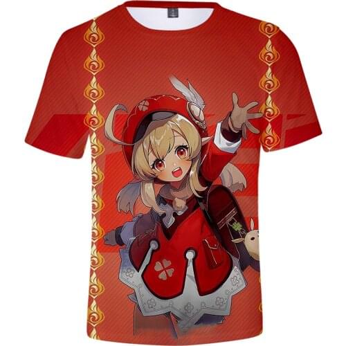 2021 New T-Shirt Genshin Impact Women Men Comic T shirt Summer Short Sleeve Kids Hip Hop Tee Shirt Streetwear 3D Genshin Impact